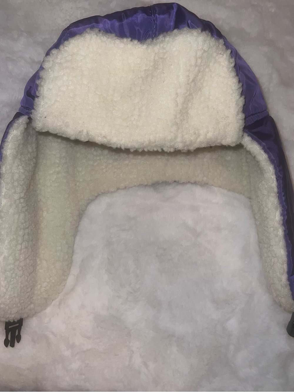 Purple Faux-Sherpa Trapper Hat - Cozy Winter Headwear